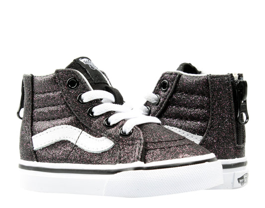 Vans Sk8 Hi Zip Glitter Stars Baby/Toddler (TD) Sneakers — Black High-Top