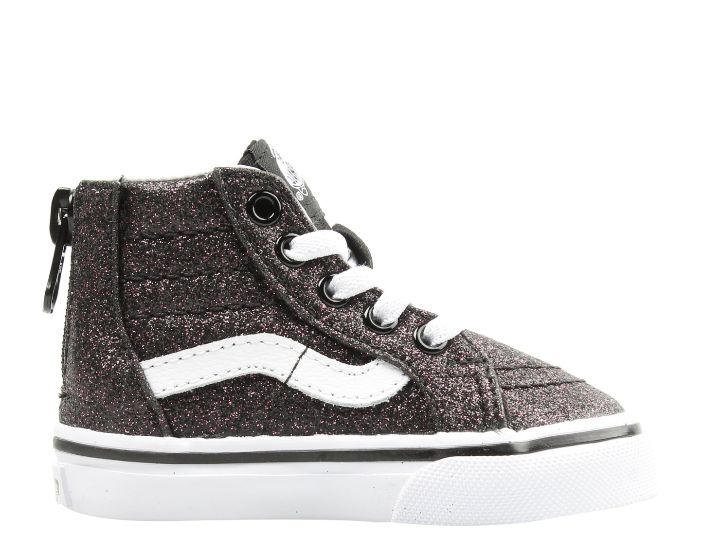 Vans Sk8 Hi Zip Glitter Stars Baby/Toddler (TD) Sneakers — Black High-Top