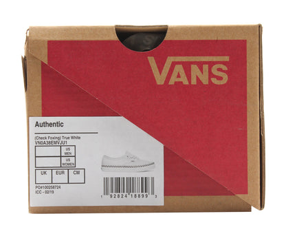 Vans Authentic Check Foxing Sneakers — True White Low-Top