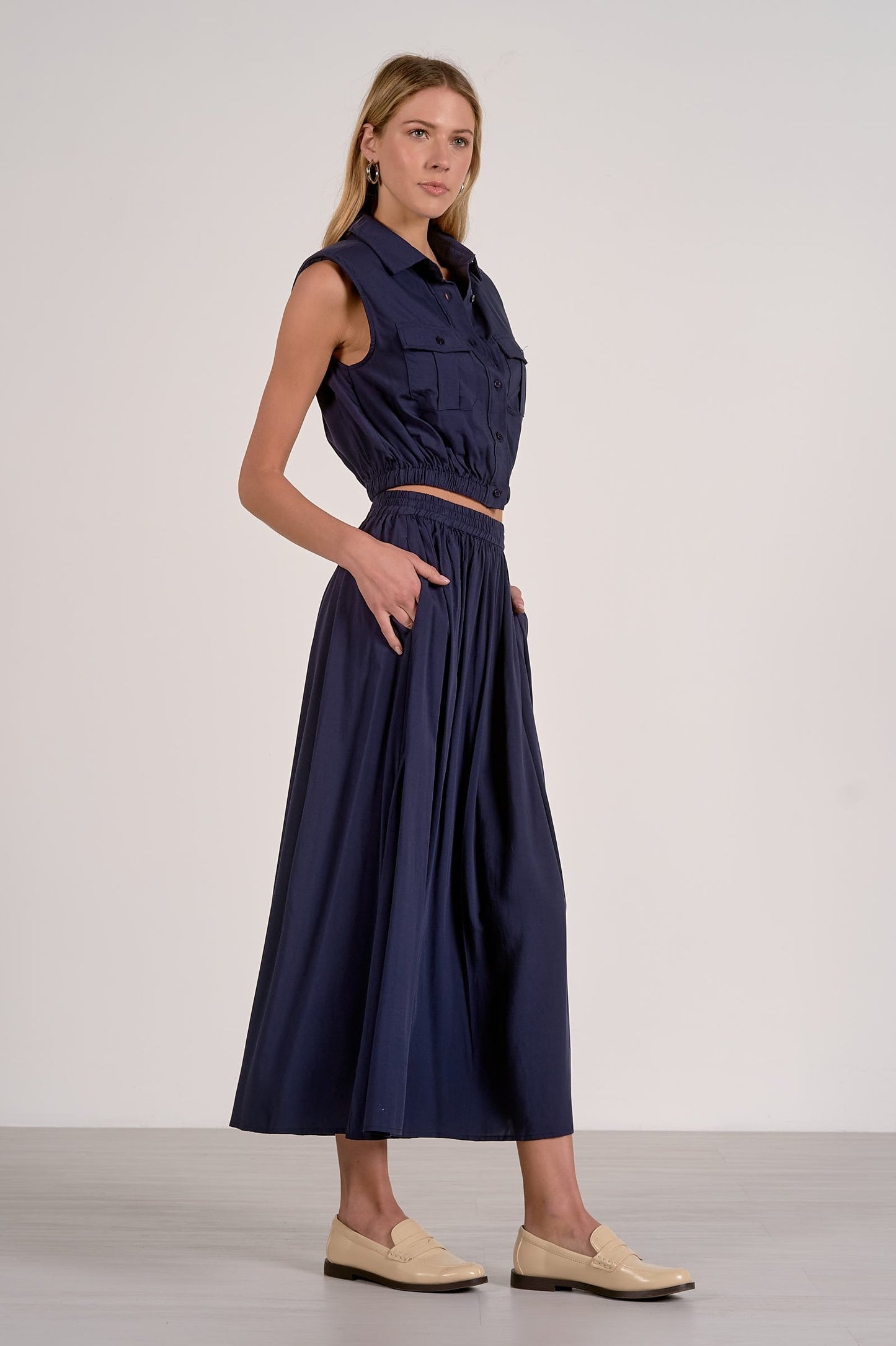 Vivi Midi Skirt Navy