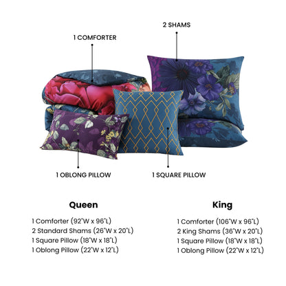 Bebejan Vibrant Flora 5 Piece Reversible Comforter Set