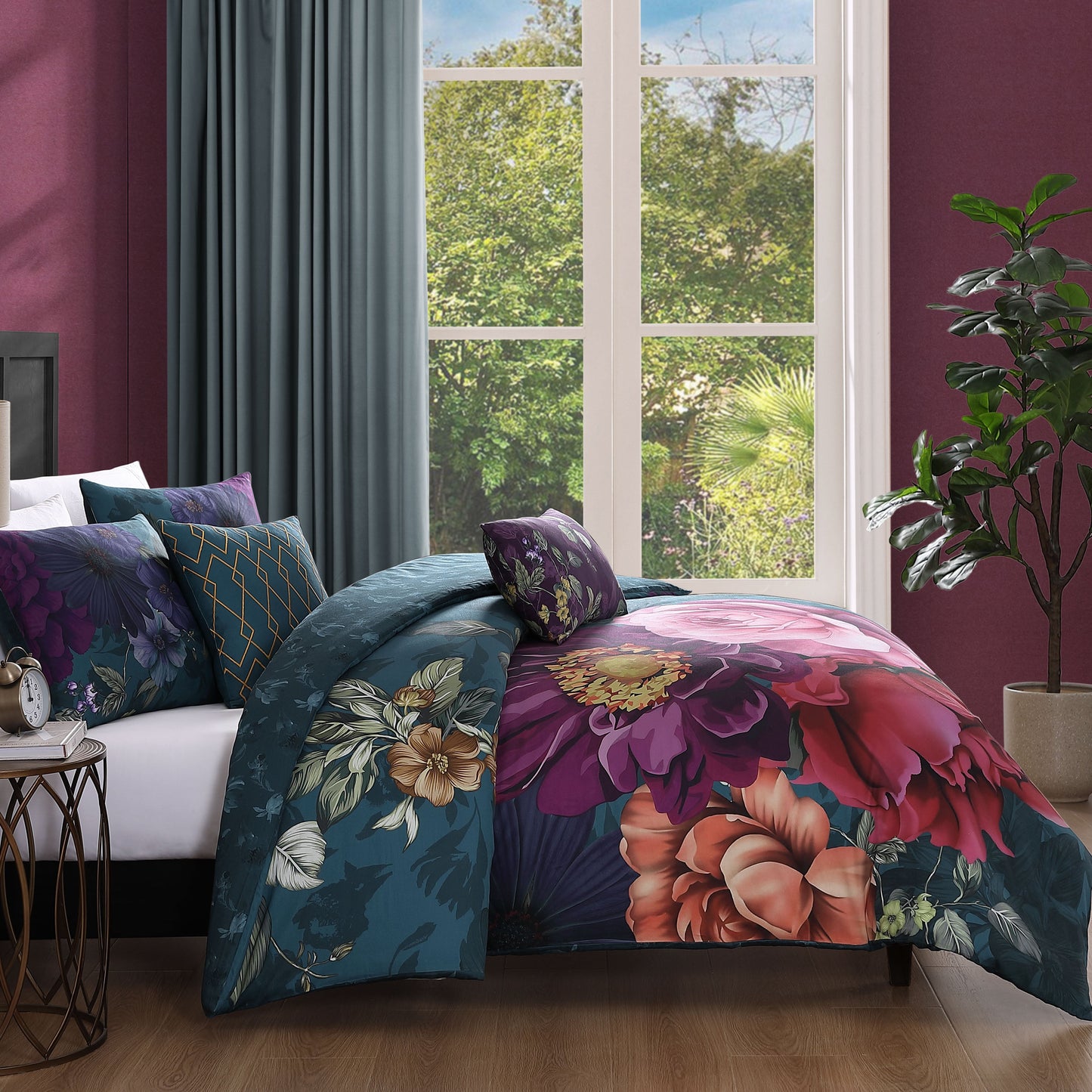 Bebejan Vibrant Flora 5 Piece Reversible Comforter Set