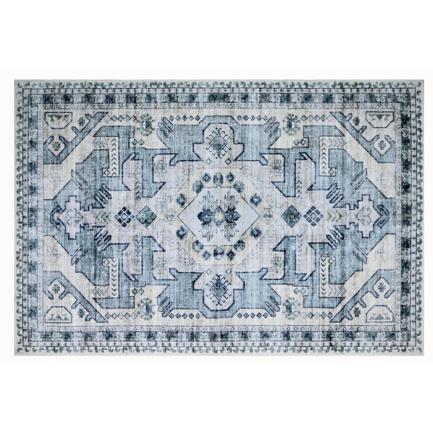 Bibb Home Washable Flannel Printed Area Rug With Latex Back 3x5 Ft