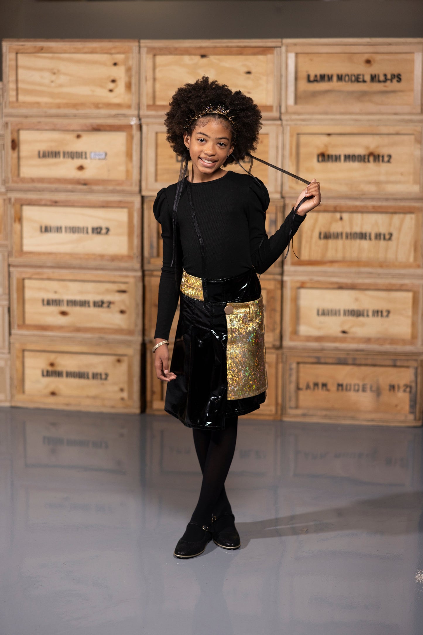 Patent Leather Pleated Skirt
