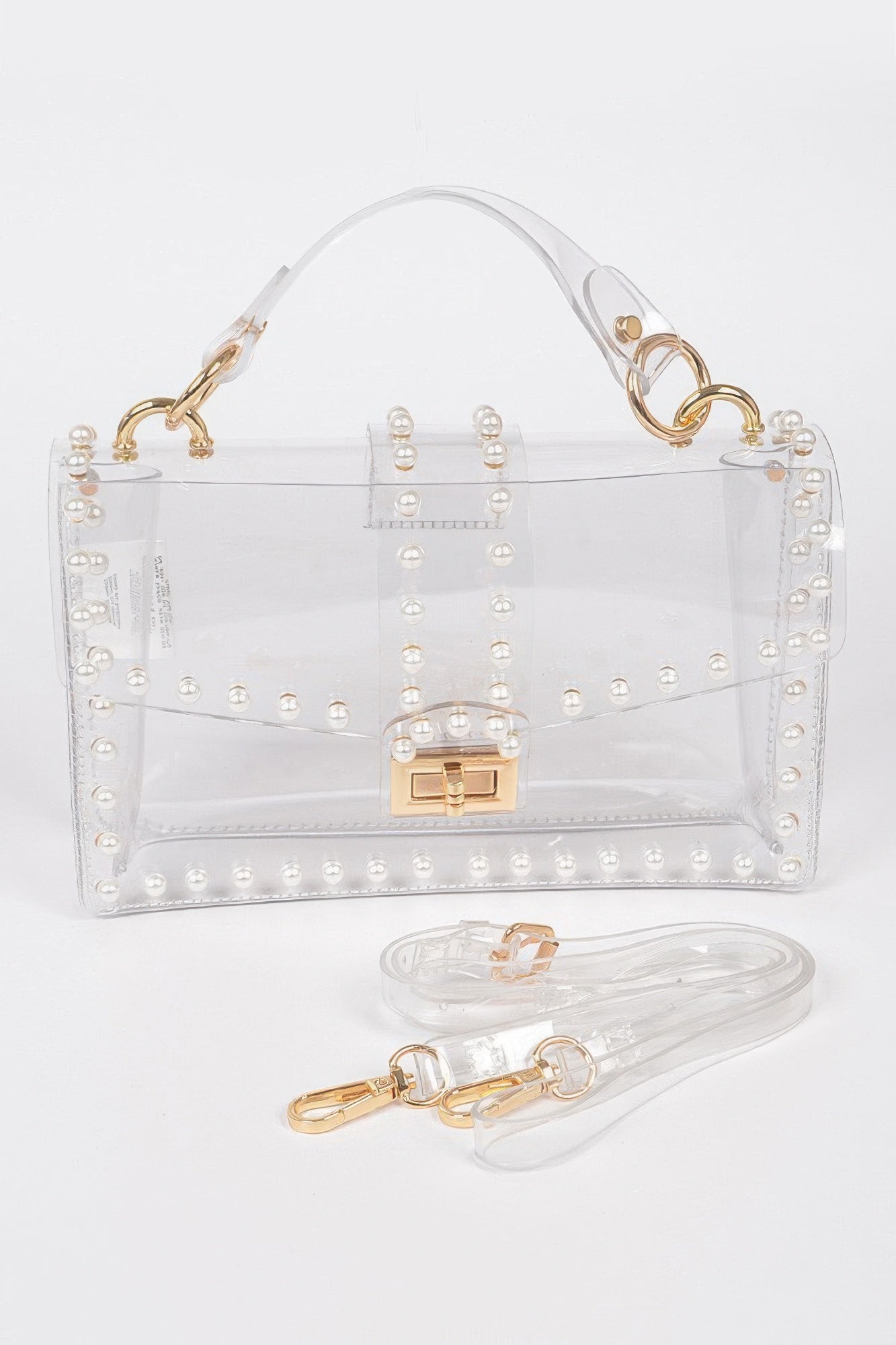 Transparent Clutch with Faux Pearls