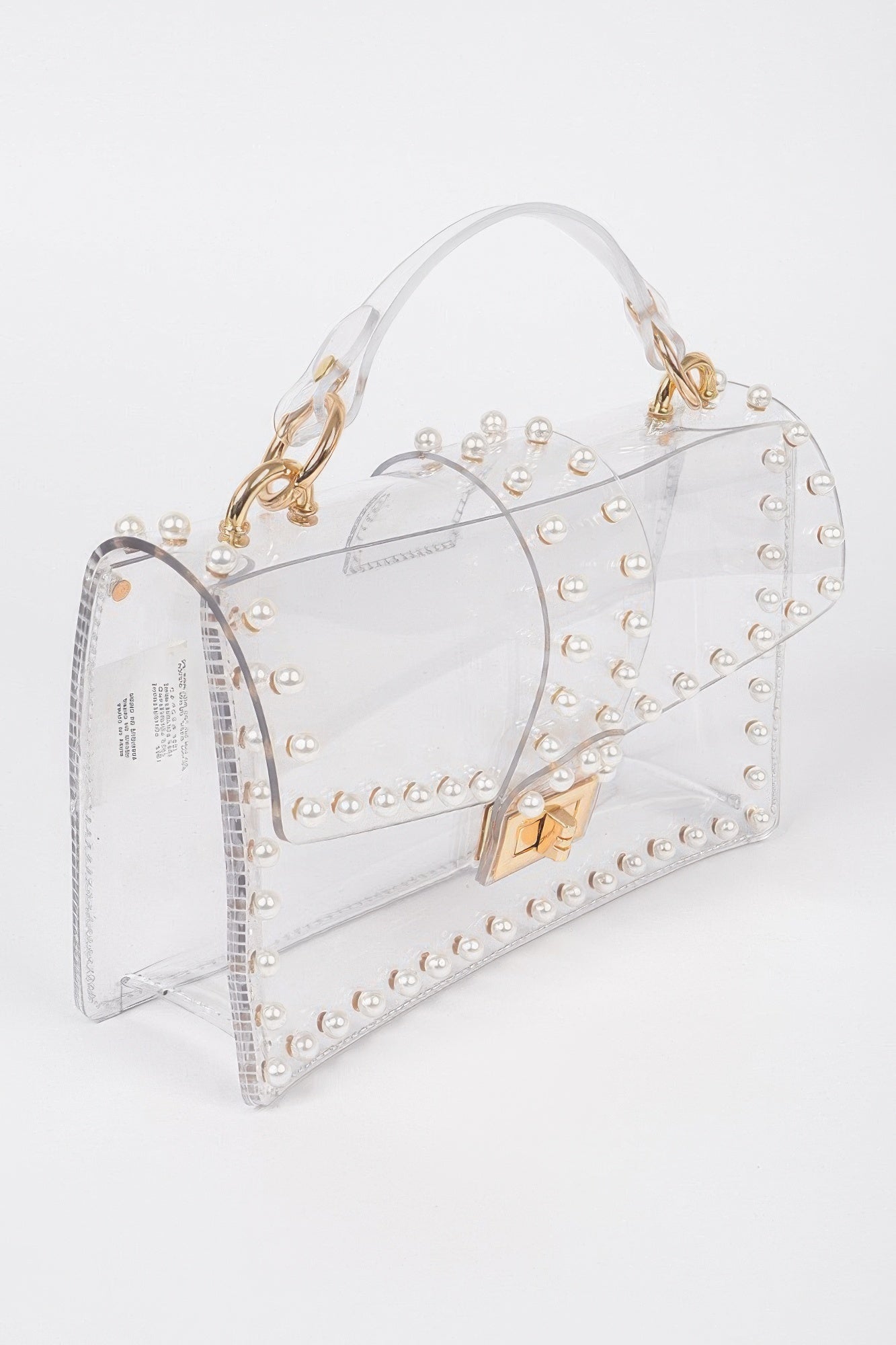 Transparent Clutch with Faux Pearls