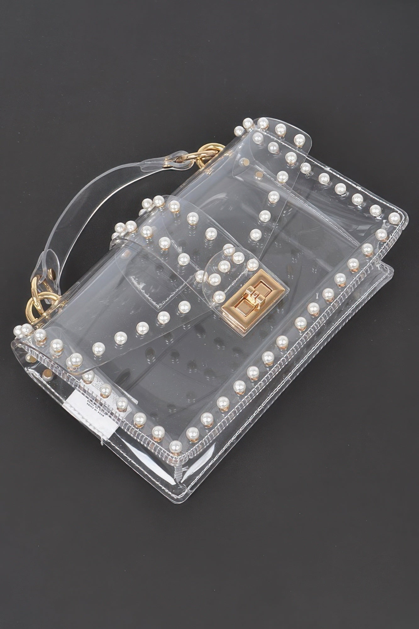 Transparent Clutch with Faux Pearls