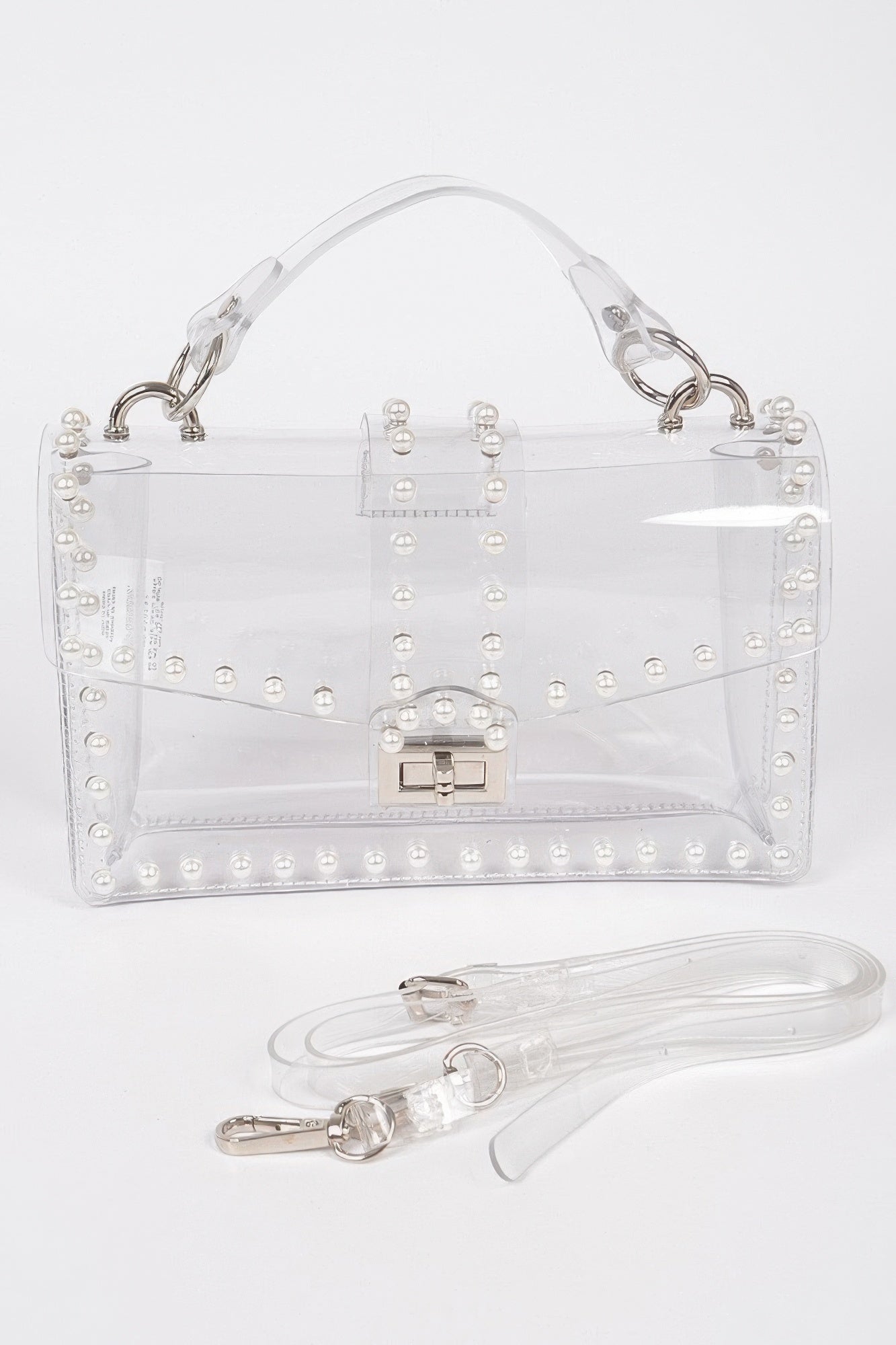 Transparent Clutch with Faux Pearls