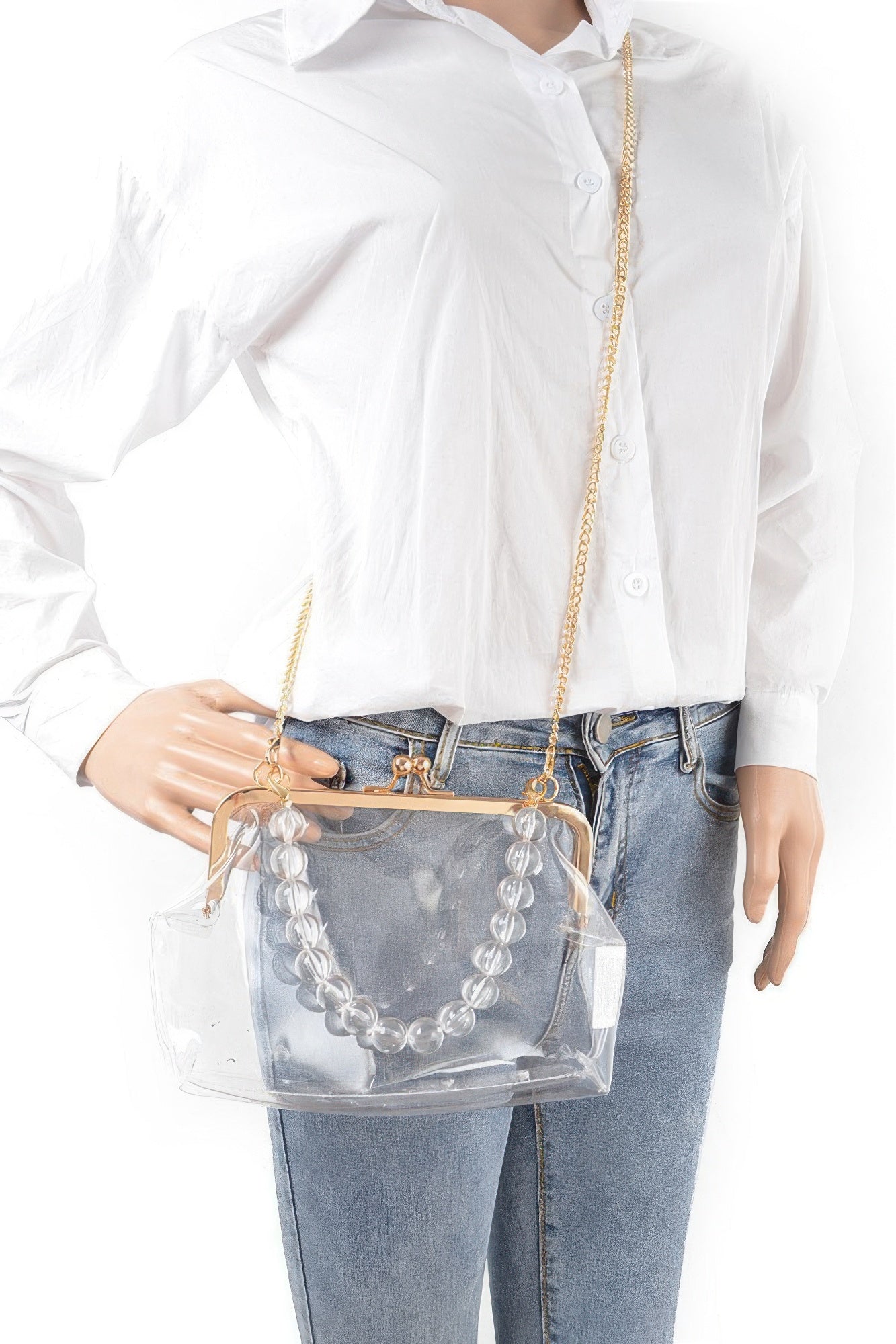 Vintage Clasp Pvc Transparent Clutch