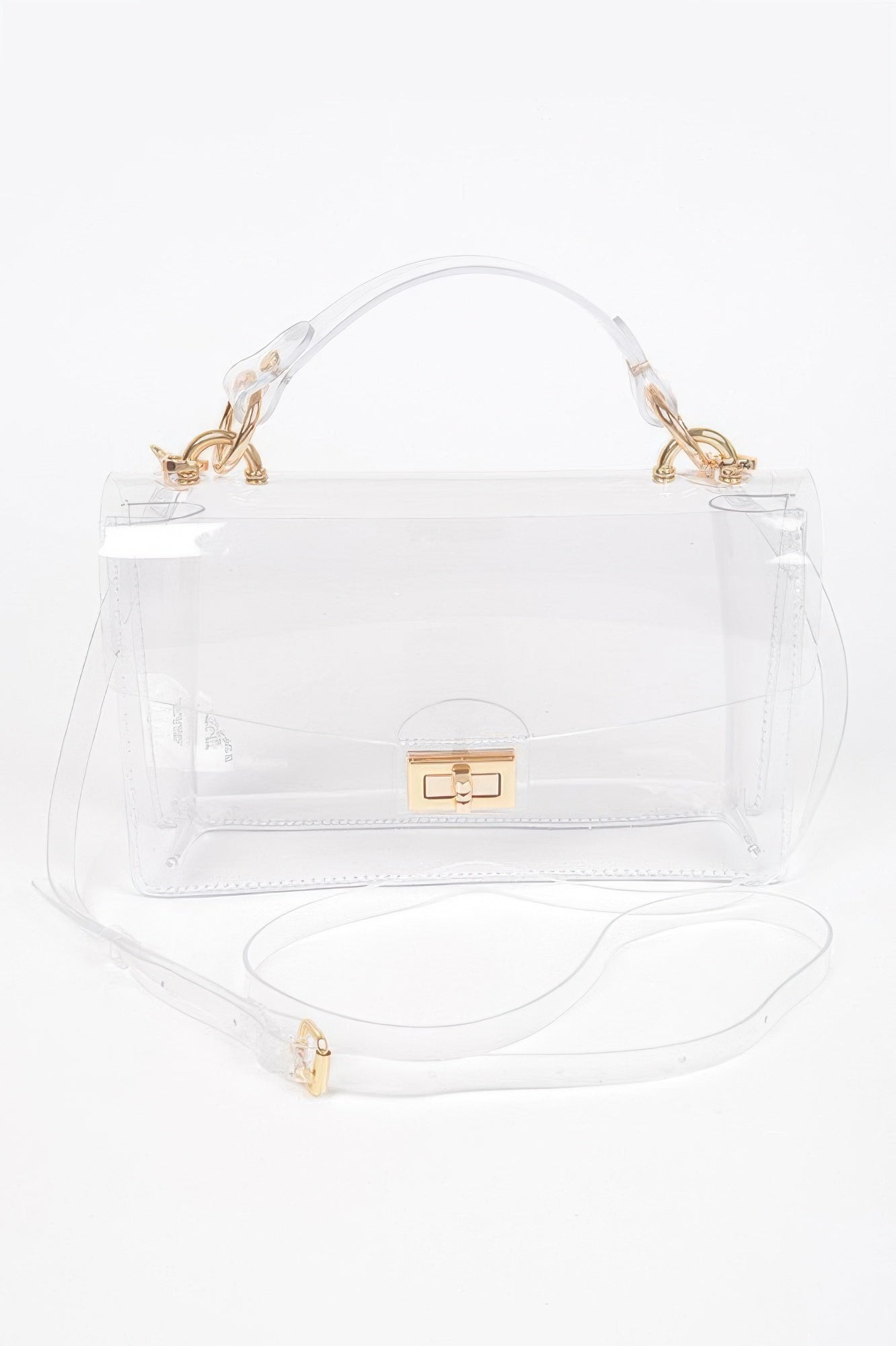 Transparent Metal Studded Flap Bag