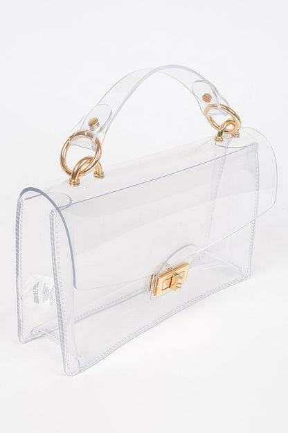Transparent Metal Studded Flap Bag