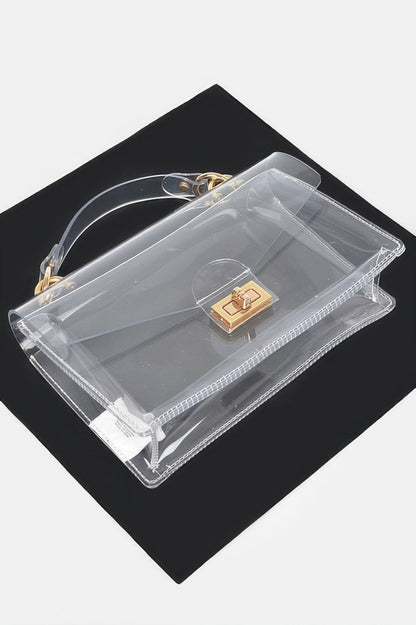 Transparent Metal Studded Flap Bag