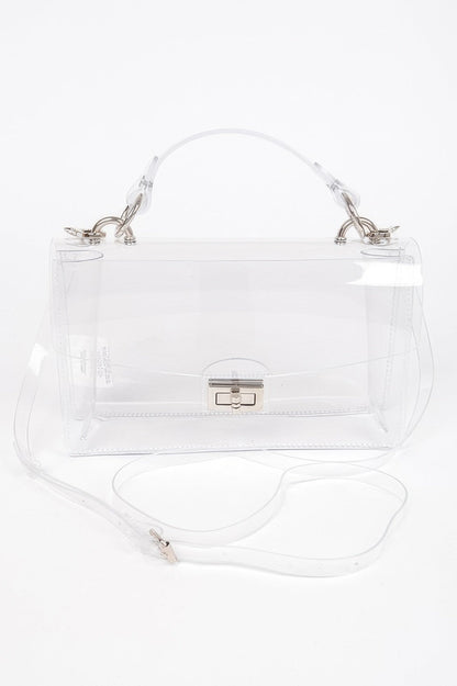 Transparent Metal Studded Flap Bag