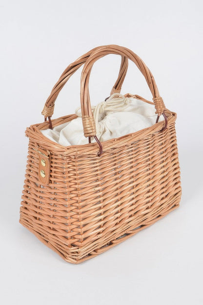 Bamboo Clutch W Faux Pearl Strap