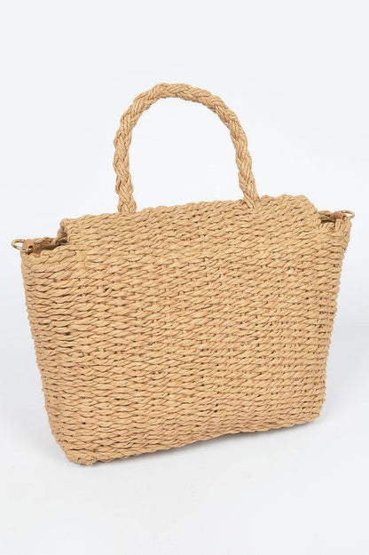 Faux Straw Weaved Clutch Bag