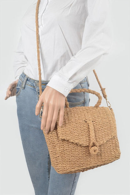 Faux Straw Weaved Clutch Bag