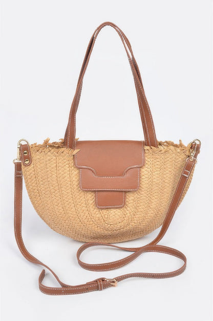 Faux Straw Crossbody Bag