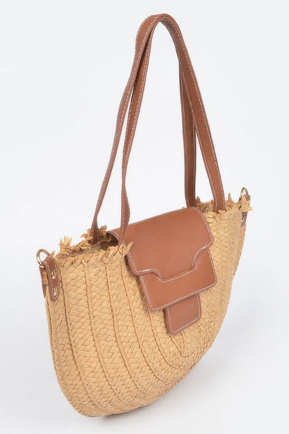 Faux Straw Crossbody Bag