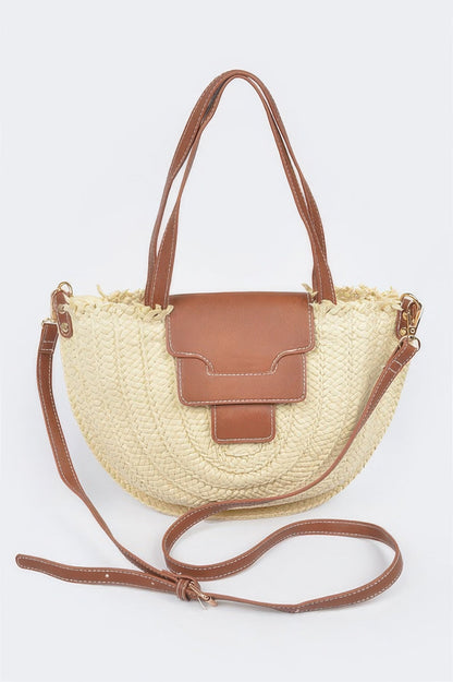 Faux Straw Crossbody Bag
