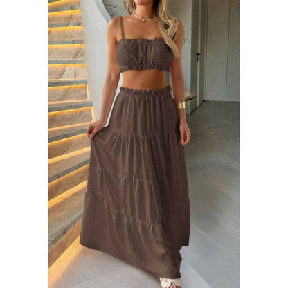 Two Pieces Sleeveless Tank Top And Maxi Skirt Set