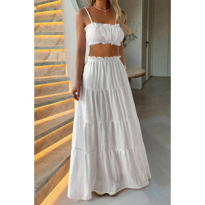 Two Pieces Sleeveless Tank Top And Maxi Skirt Set