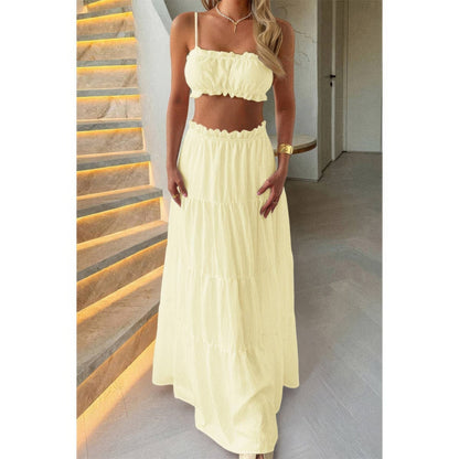 Two Pieces Sleeveless Tank Top And Maxi Skirt Set