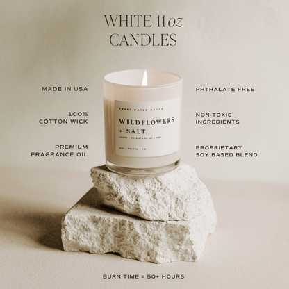 Salt and Sea Soy Candle - White Jar - 11 oz