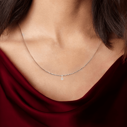 14K White Gold Lab Grown Diamond Solitaire Necklace