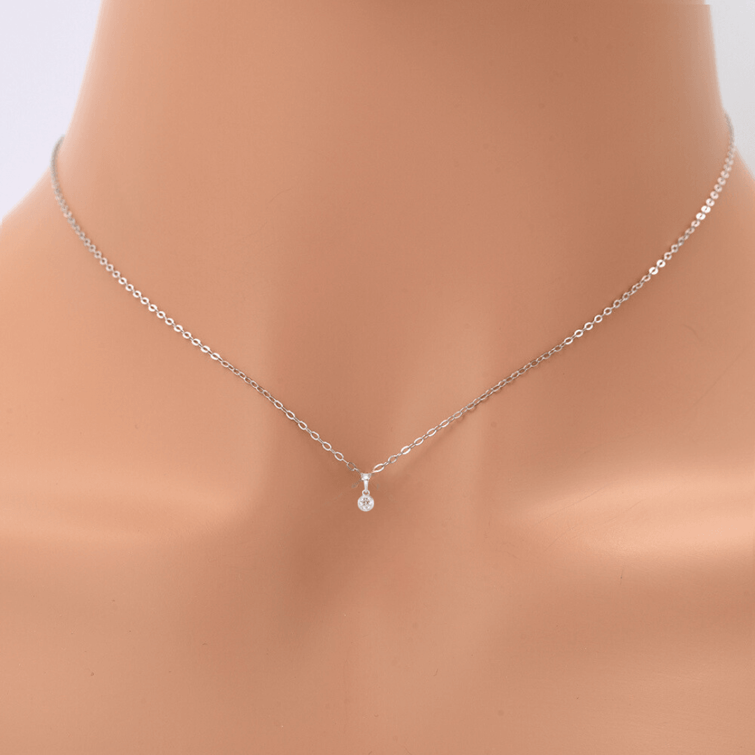 14K White Gold Lab Grown Diamond Solitaire Necklace