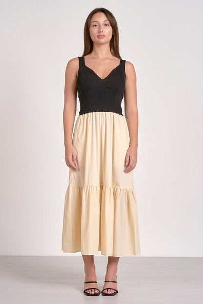 Rhodes Dress Beige Black Combo