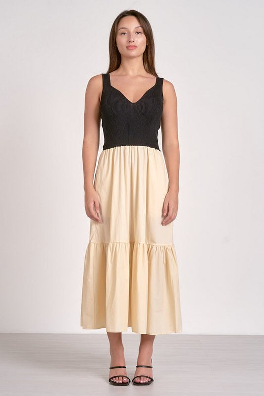 Rhodes Dress Beige Black Combo