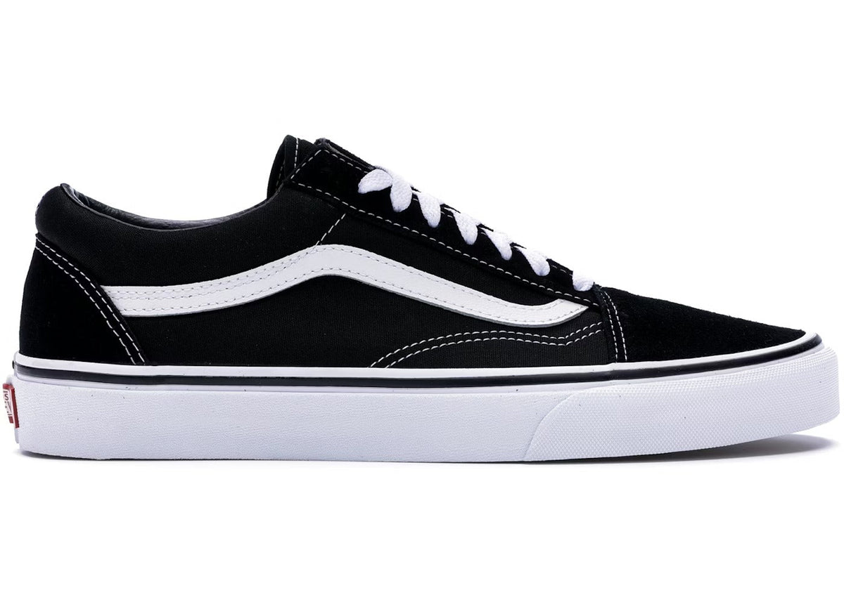 Vans Old Skool Men's Sneakers — Black/White Canvas/Suede Low-Top