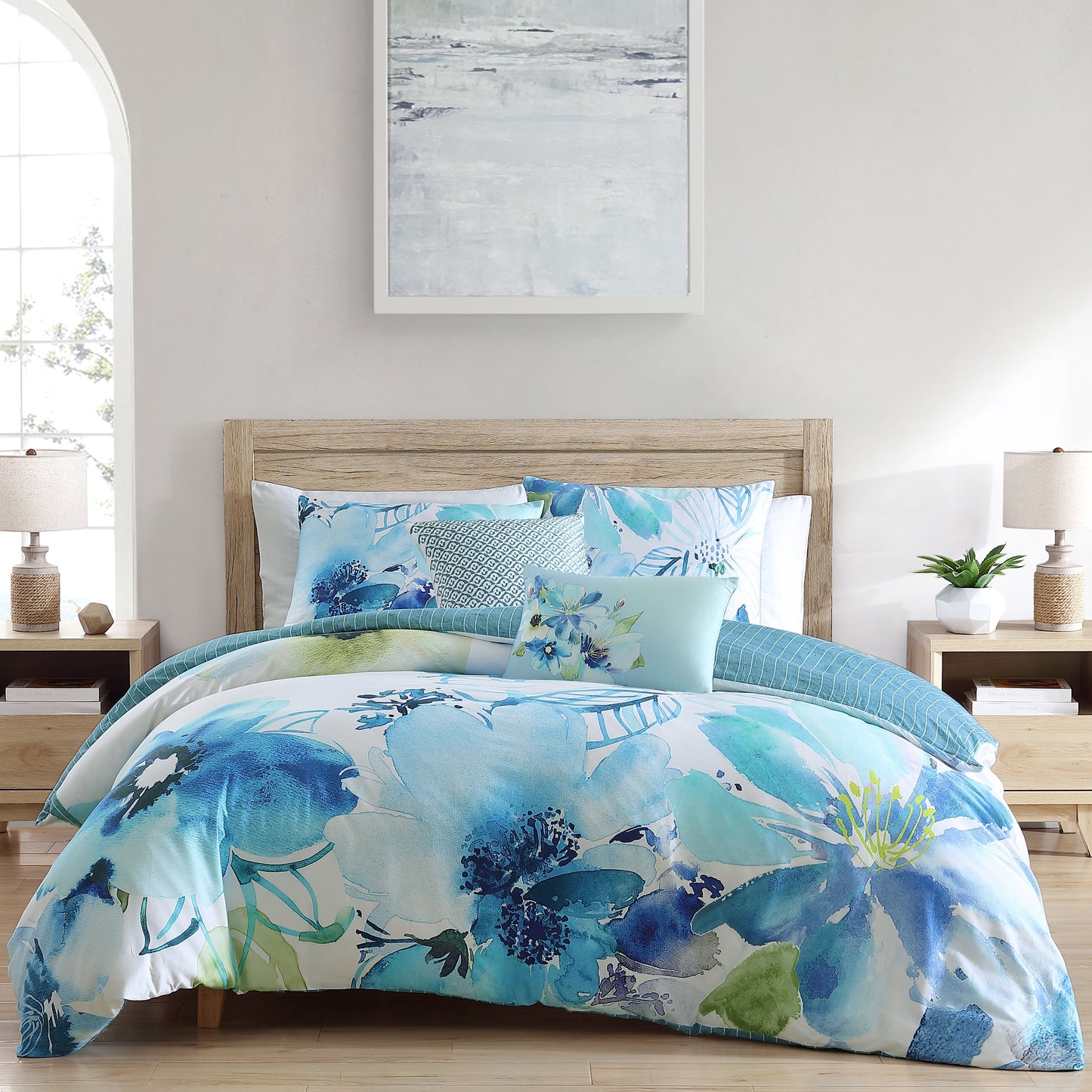 Bebejan Watercolor Blue 5 Piece Reversible Comforter Set
