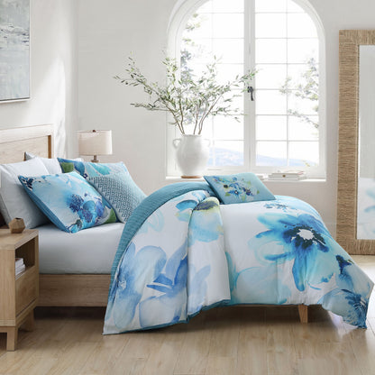Bebejan Watercolor Blue 5 Piece Reversible Comforter Set