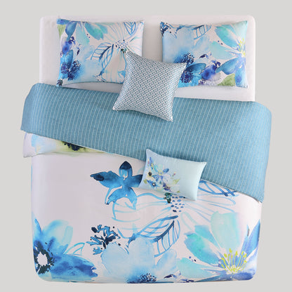 Bebejan Watercolor Blue 5 Piece Reversible Comforter Set