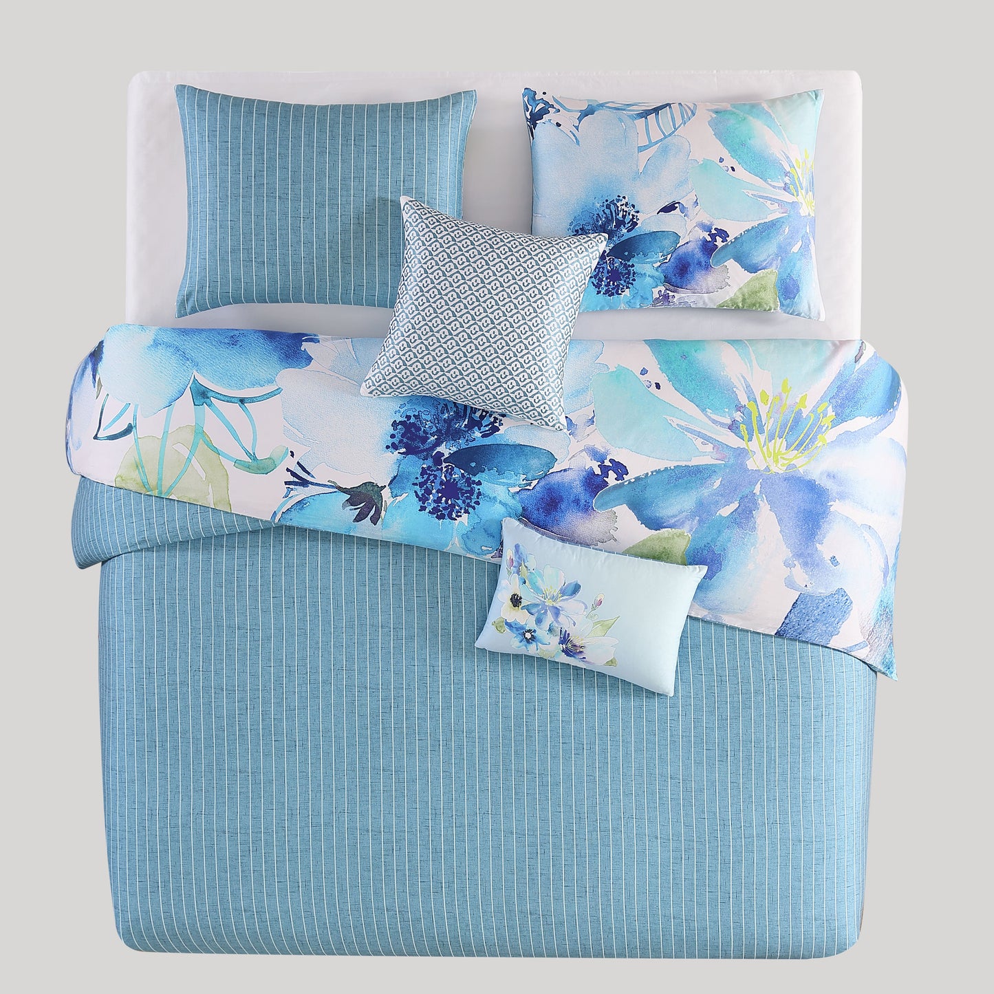 Bebejan Watercolor Blue 5 Piece Reversible Comforter Set