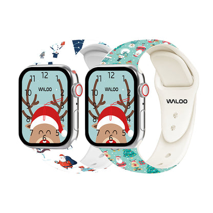 Waloo 2-Pack Christmas/Holiday Fun Silicone Sport Bands For Apple Watch