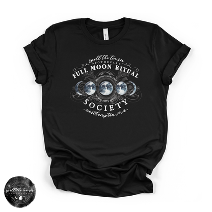 White Full Moon Ritual Tee | Celestial Graphic T-Shirt