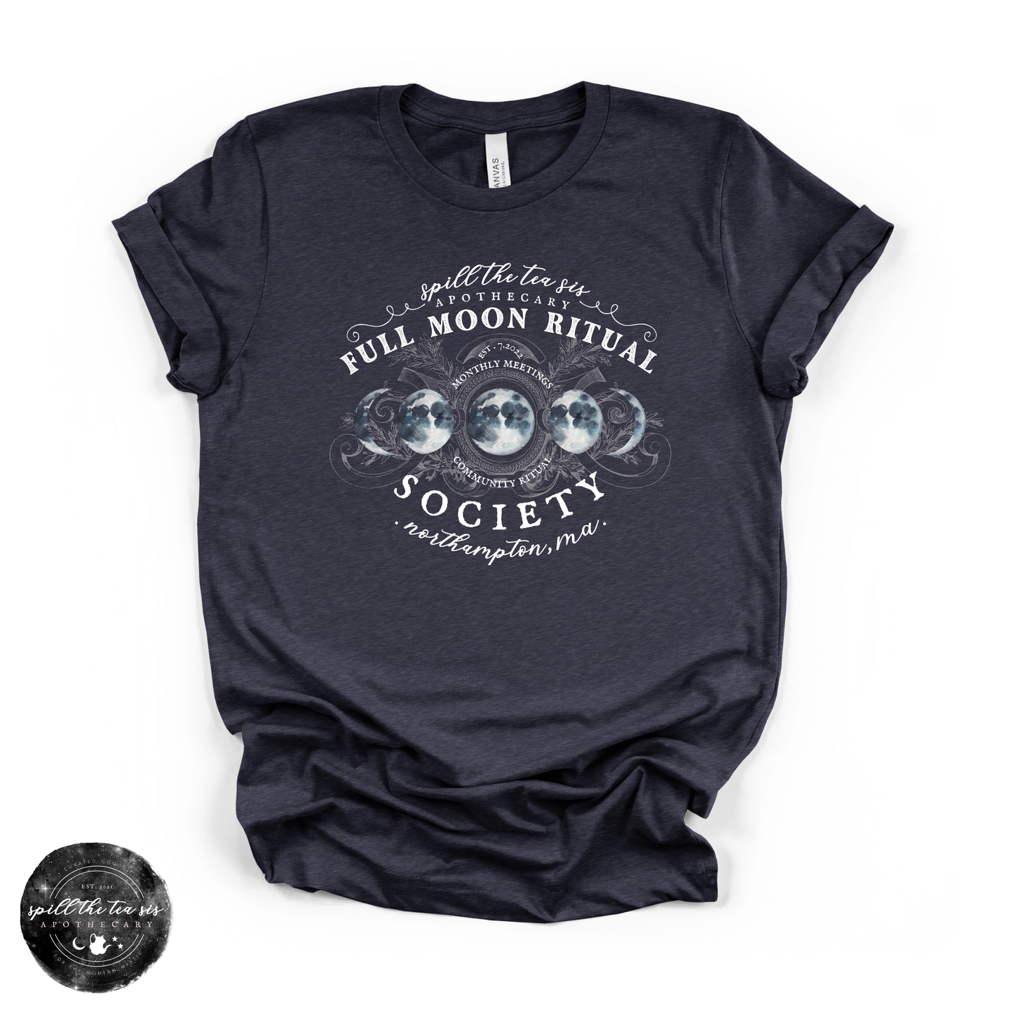 White Full Moon Ritual Tee | Celestial Graphic T-Shirt