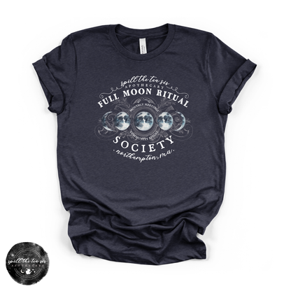 White Full Moon Ritual Tee | Celestial Graphic T-Shirt