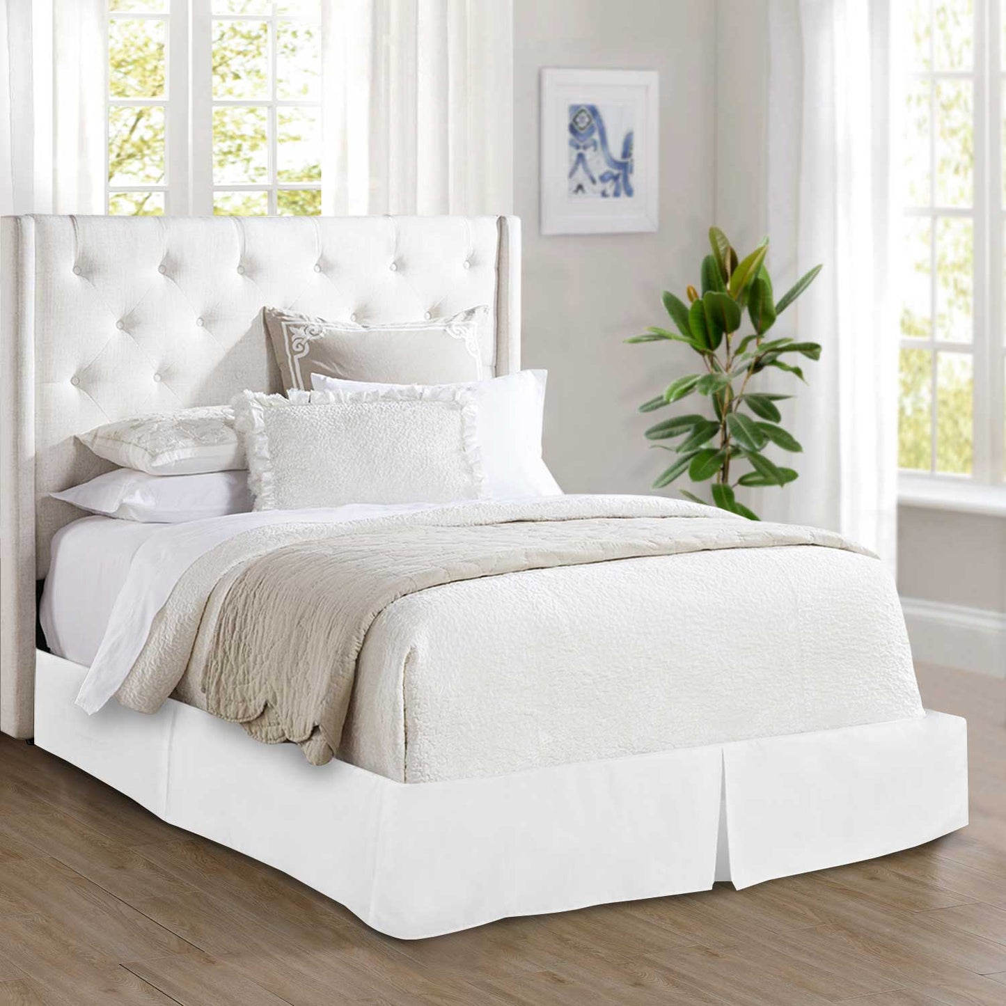 Mocassi 1-Piece Solid Bed Skirt, Quality Design and Expertly Tailored, Luxury 1500 Series Wrinkle & Fade Resistant