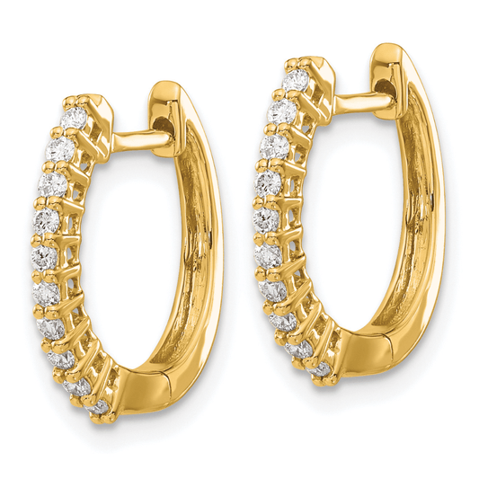 14K Yellow Gold Lab Diamond Hinged Hoop Earrings