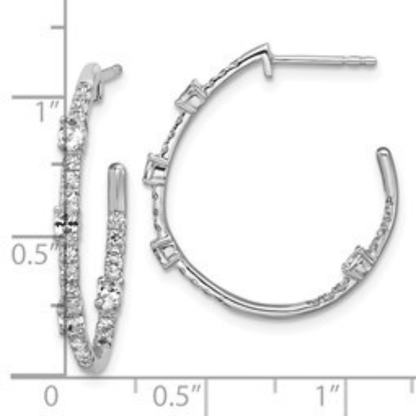 14K White Gold Lab Diamond J Hoop Earrings