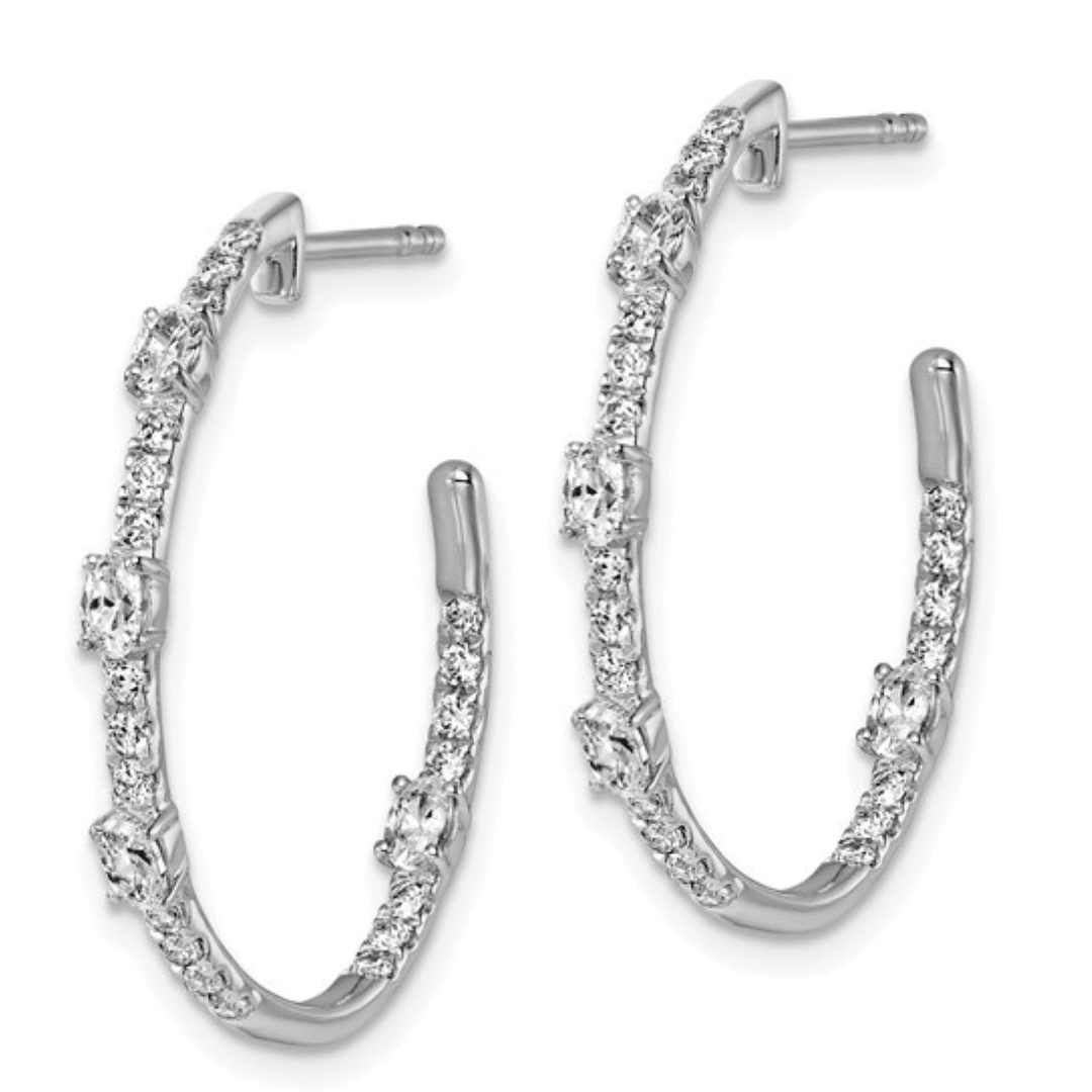 14K White Gold Lab Diamond J Hoop Earrings