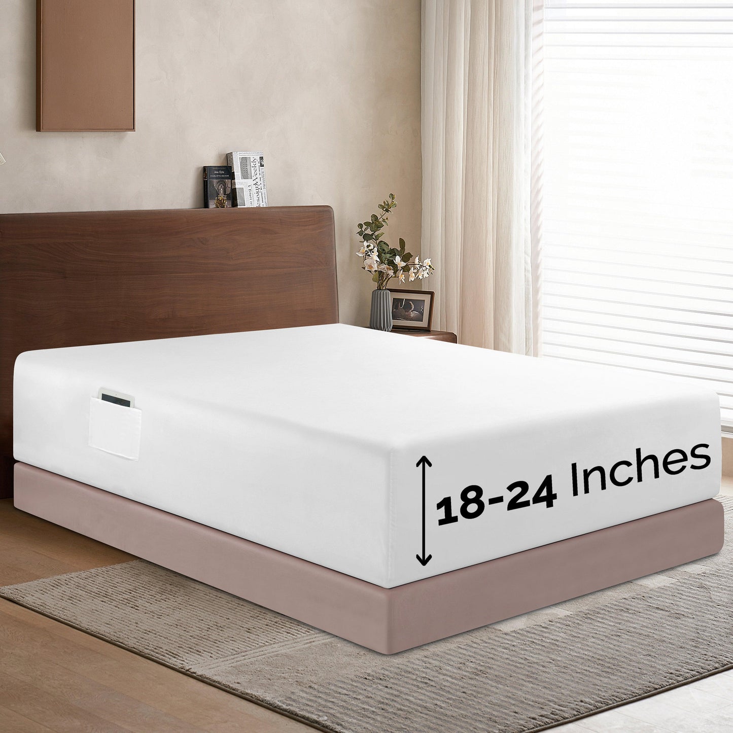 Elegant Comfort Extra Deep Pocket 18"-24" Single Fitted Sheet for High Mattress, Bright Shades