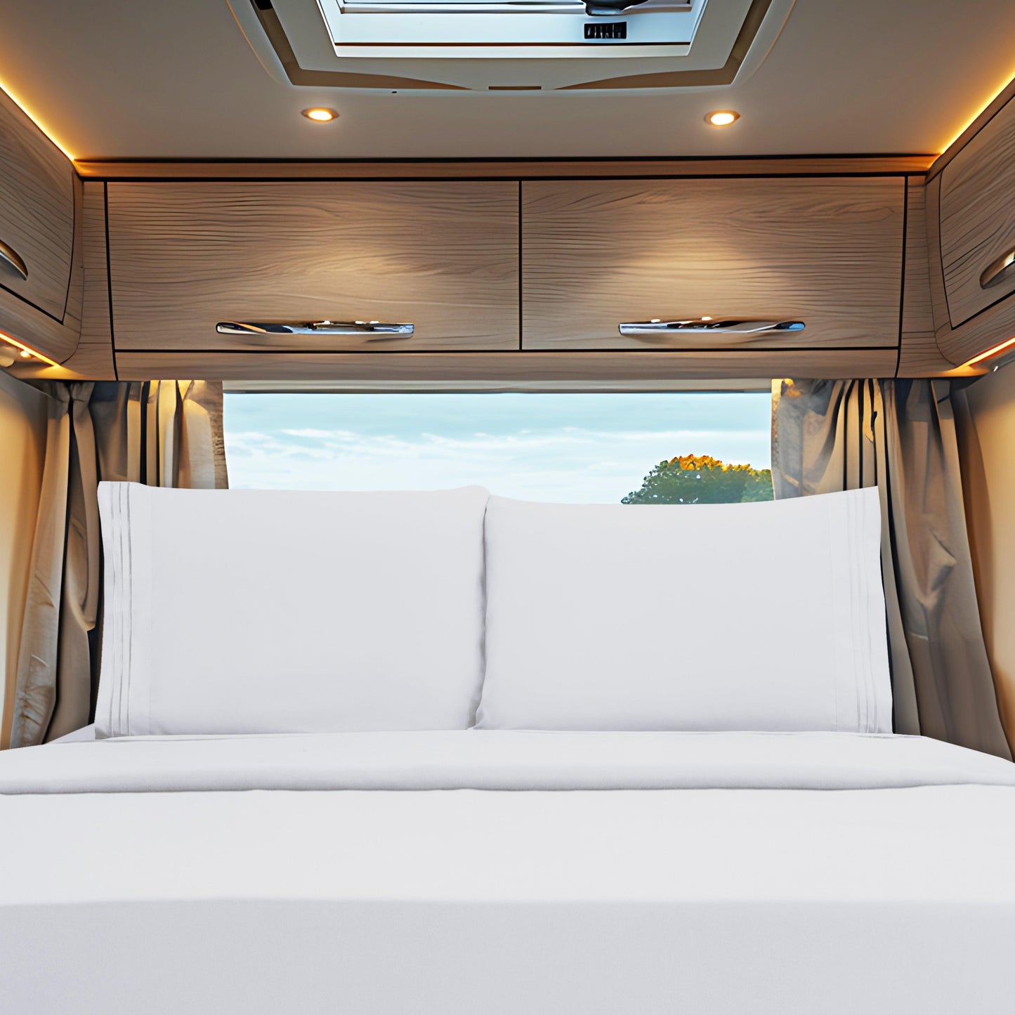 Elegant Comfort RV/Trailer 4-Piece 3 Line Embroidery Bed Sheet Set - Soft as a Hotel Premium Quality