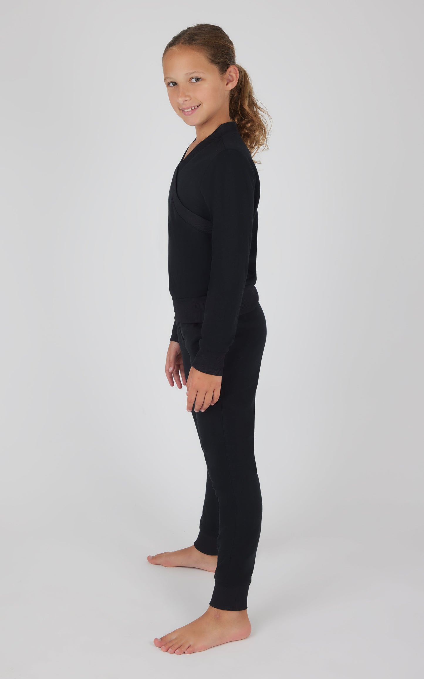 Girls 2 PC Terry Crossover Long Sleeve Top + Brushed Jogger Set