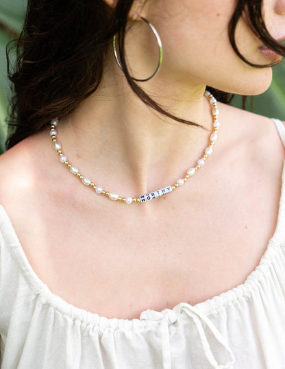 Elevated Faith Worthy Letter Necklace