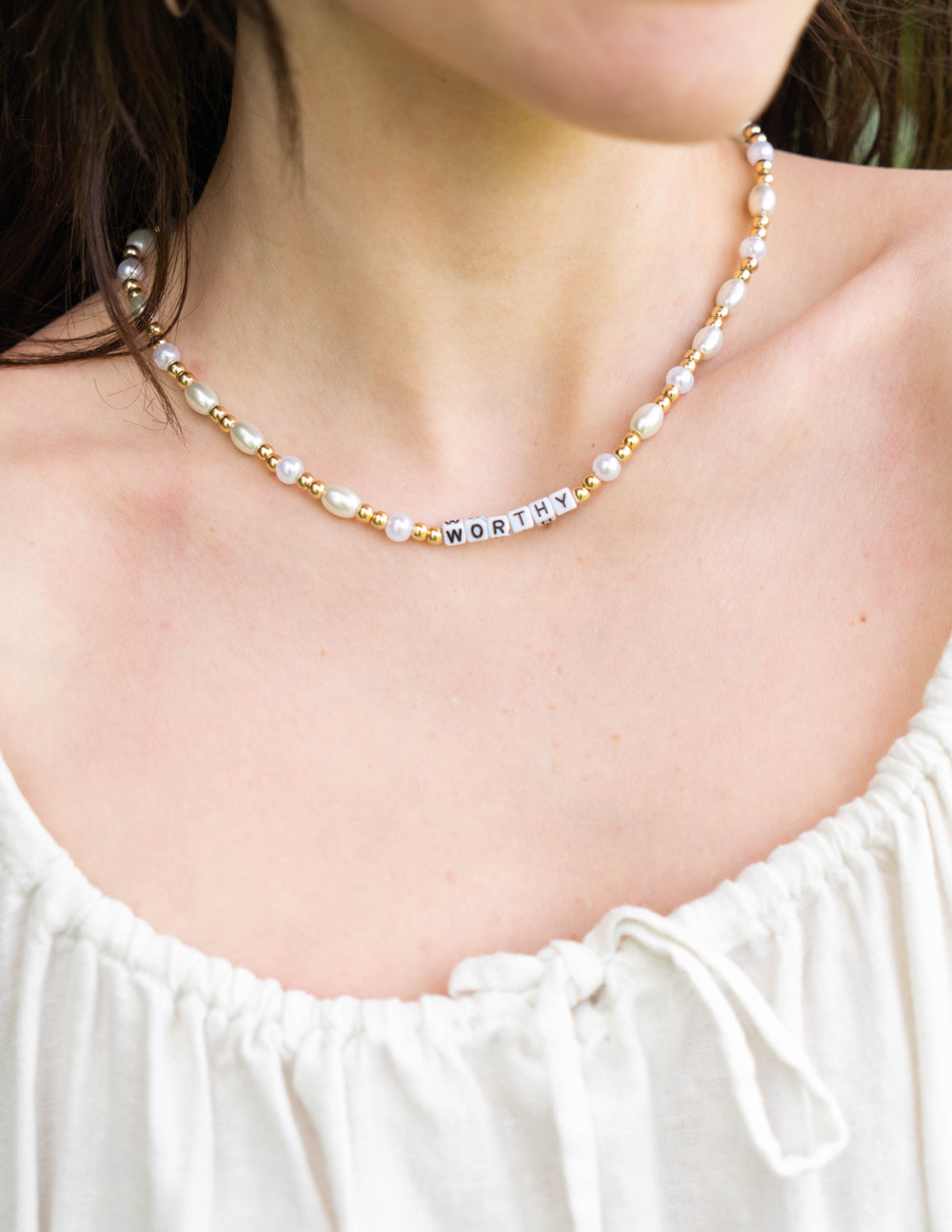 Elevated Faith Worthy Letter Necklace