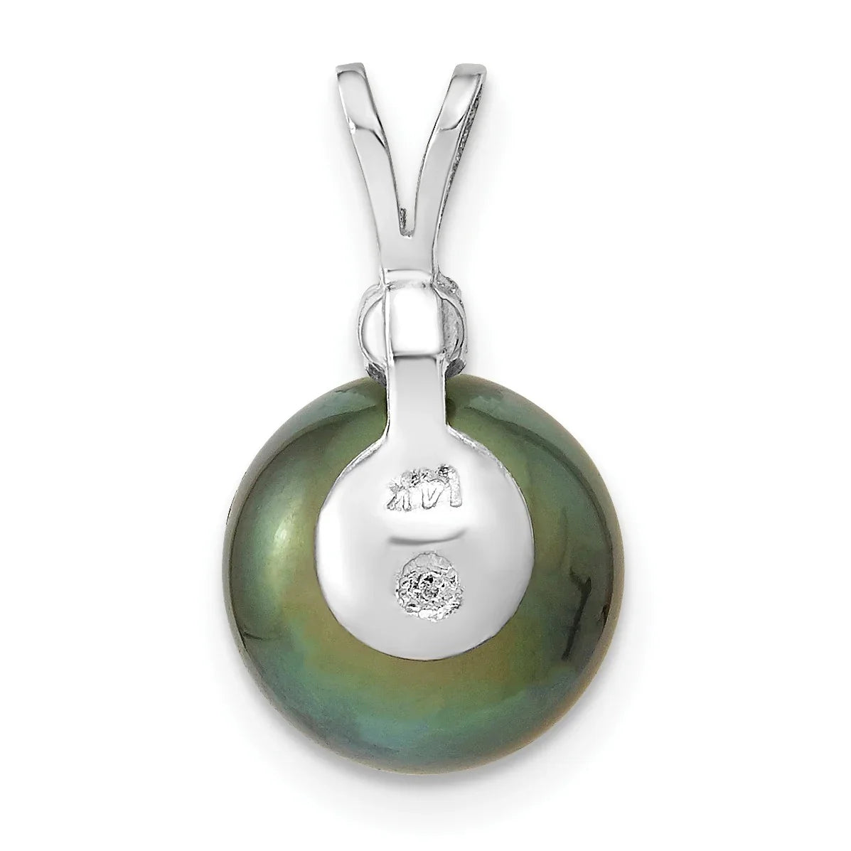 14k Gold Round Black Tahitian Pearl Diamond Pendant